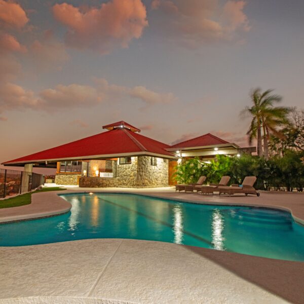 nightime pool view at villa puerto escondido