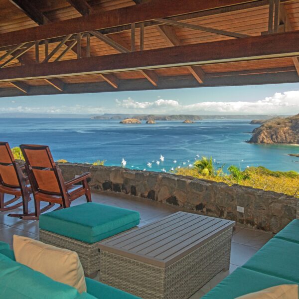 View of Ocotal beach from the veranda at Villa Puerto Escondido all-inclusive